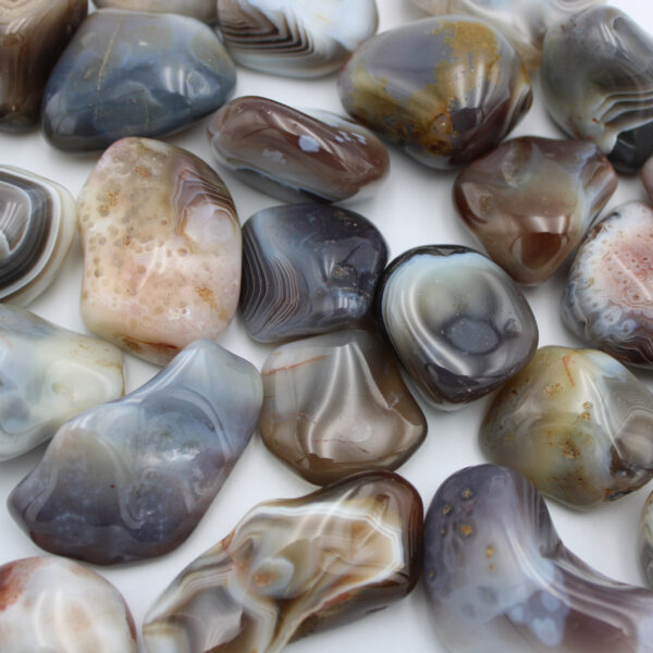 Agate Tumbled Stones - Grey - Bundle