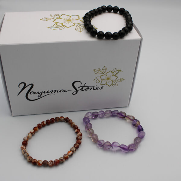 Obsidian Ametrine Agate Bracelets
