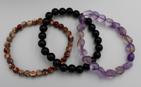 Obsidian Ametrine Agate Bracelets Bundle