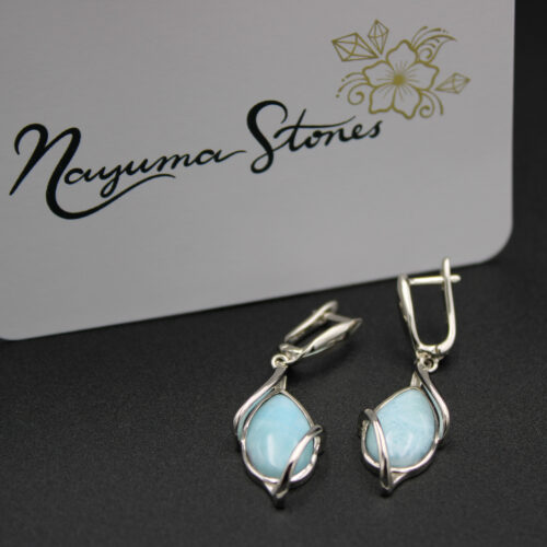 Larimar Edelstein Ohrringe 925 Silber