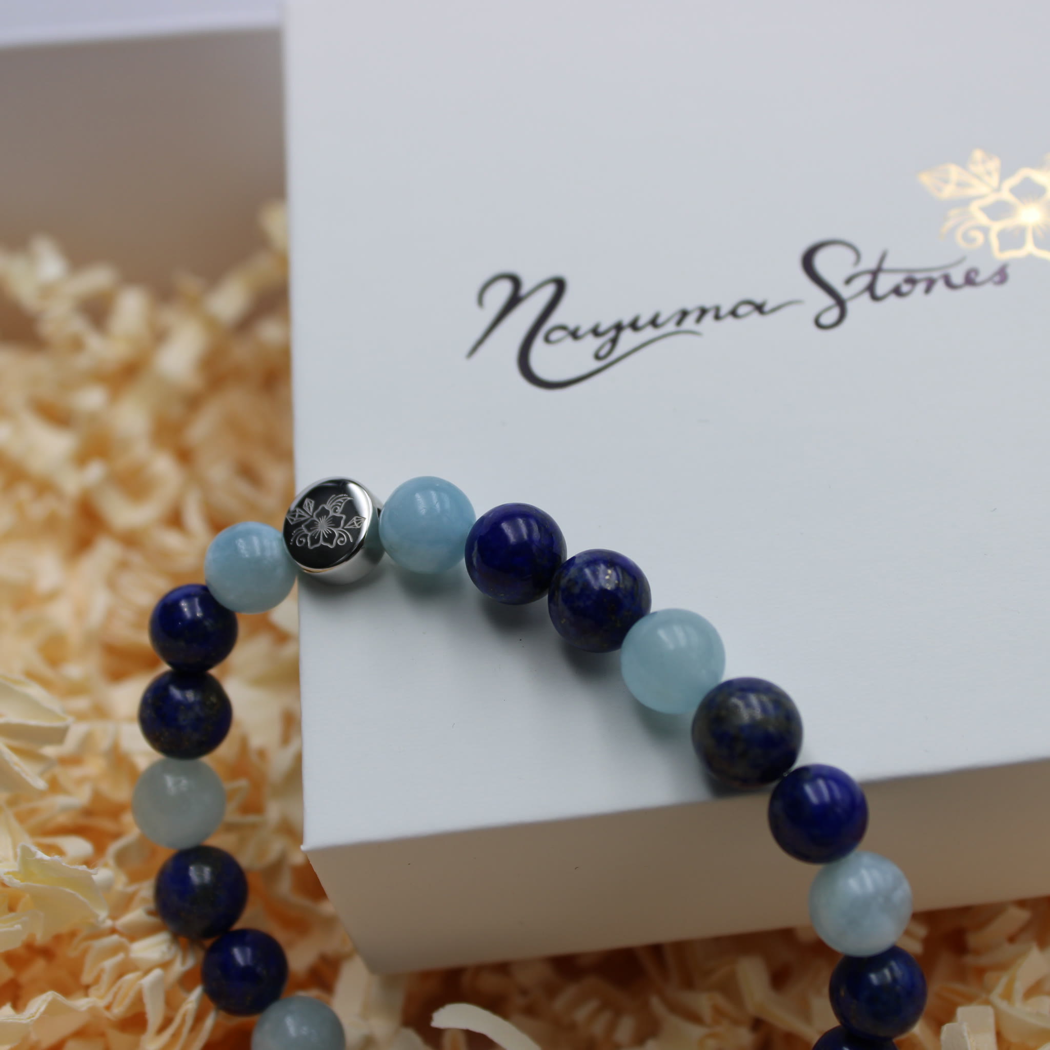 Armband Aquamarin Lapislazuli Box