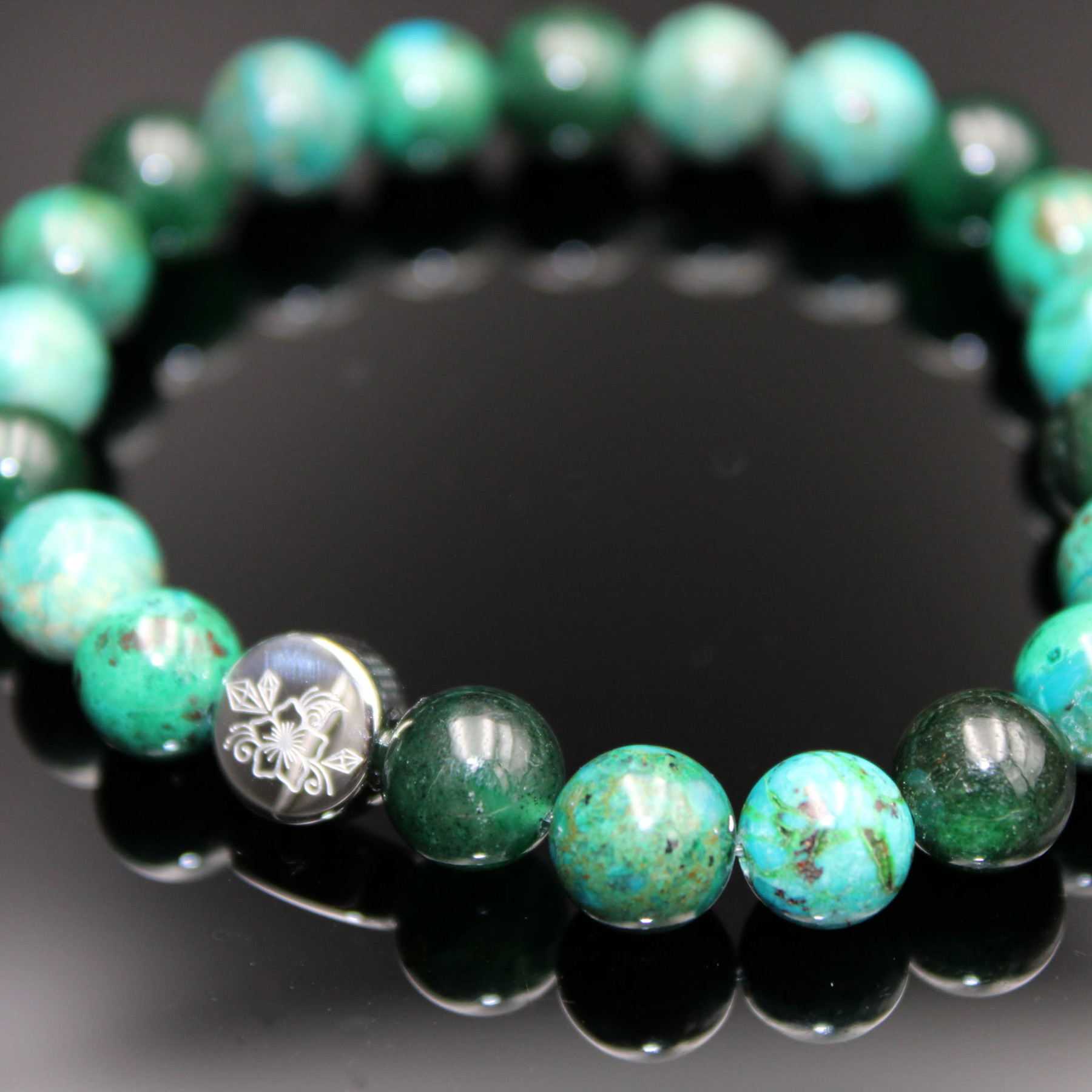 Der sanfte Mut · Armband · Chrysokoll · Sternaventurin · 8 mm Perlen – Bild 3