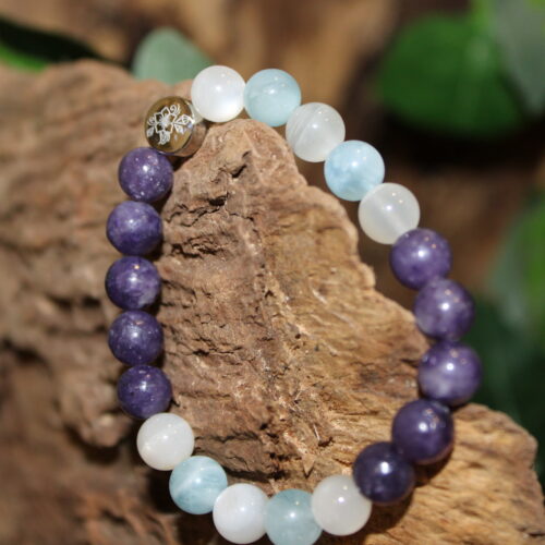 Armband Lepidolith Heller Mondstein Aquamarin wood2