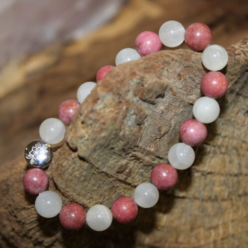 Armband Rhodonit Heller Mondstein