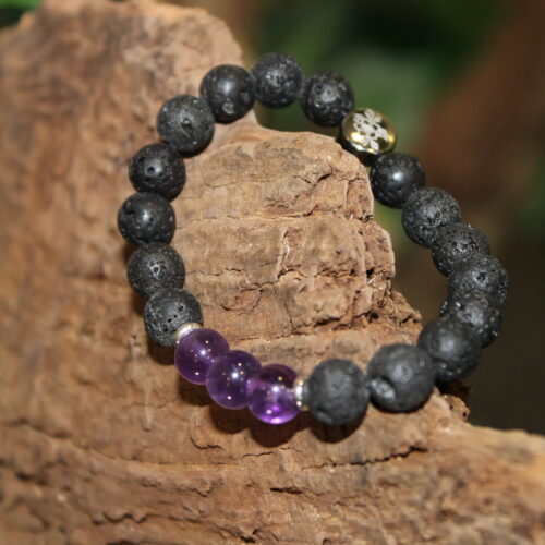 Armband Amethyst Lavaperlen Nature