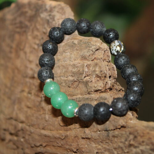 Armband Aventurin Lavaperlen Nature