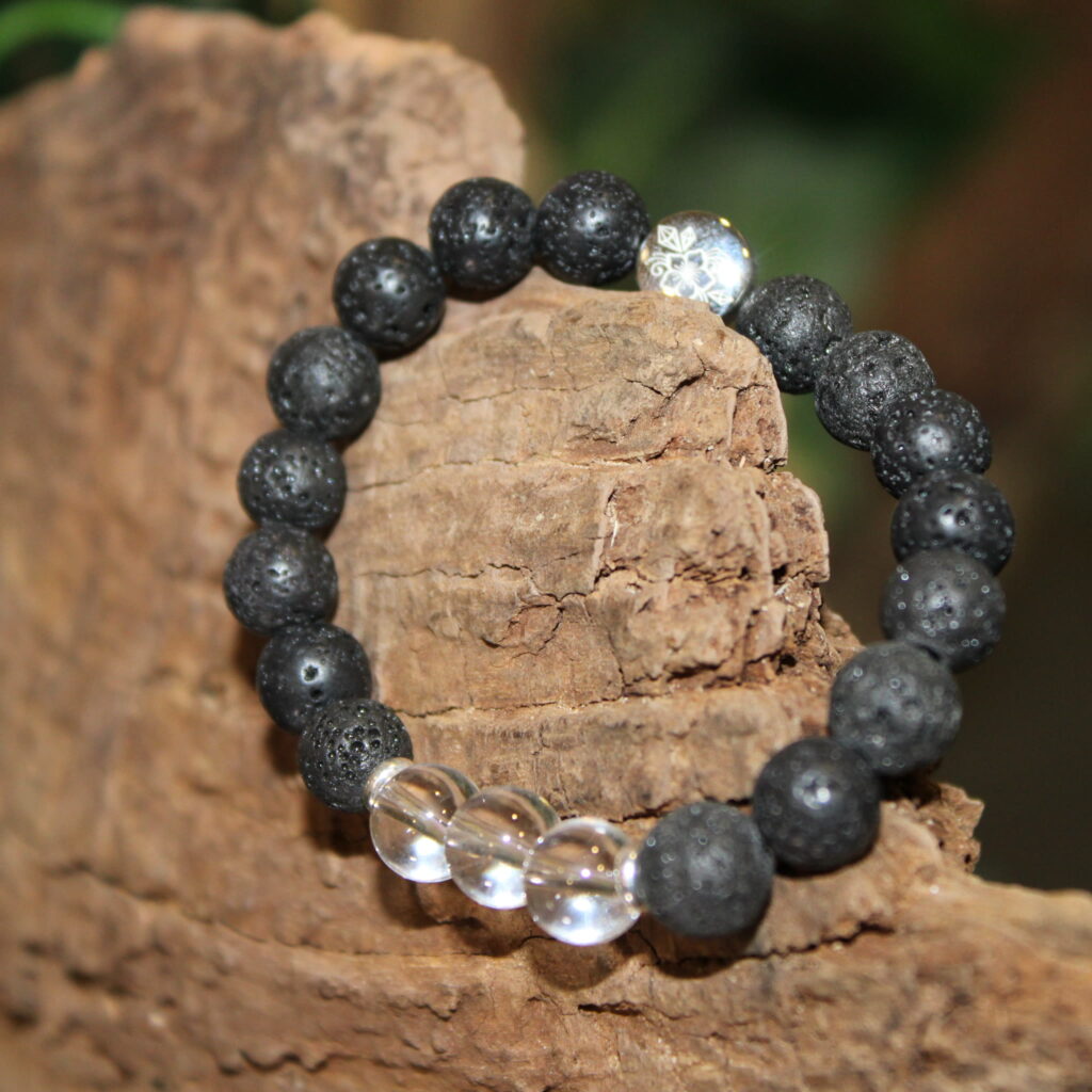 Armband Bergkristall Lavaperlen Nature