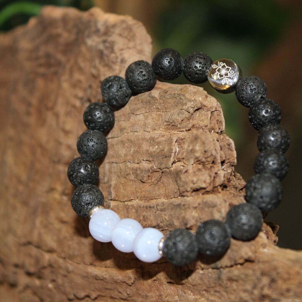 Armband Chalcedon Lavaperlen Wood