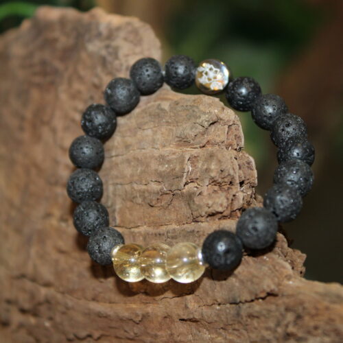 Armband Citrin Lavaperlen Nature