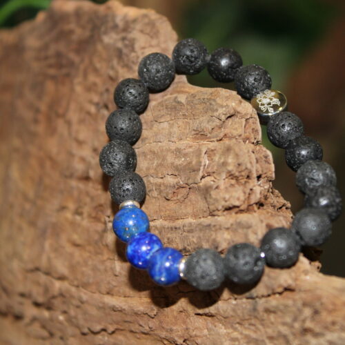 Armband Lapislazuli Lavaperlen Nature
