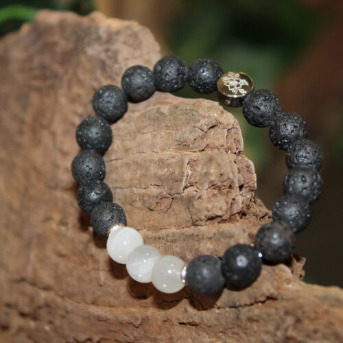 Armband Mondstein Lavaperlen Nature