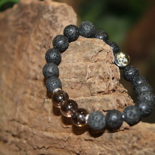 Armband Rauchquarz Lavaperlen Nature