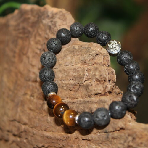 Armband Tigerauge Lavaperlen Nature