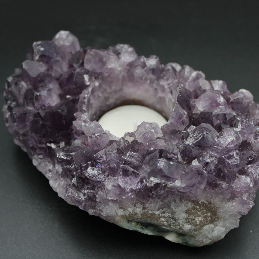 Amethyst Cluster Teelichthalter side