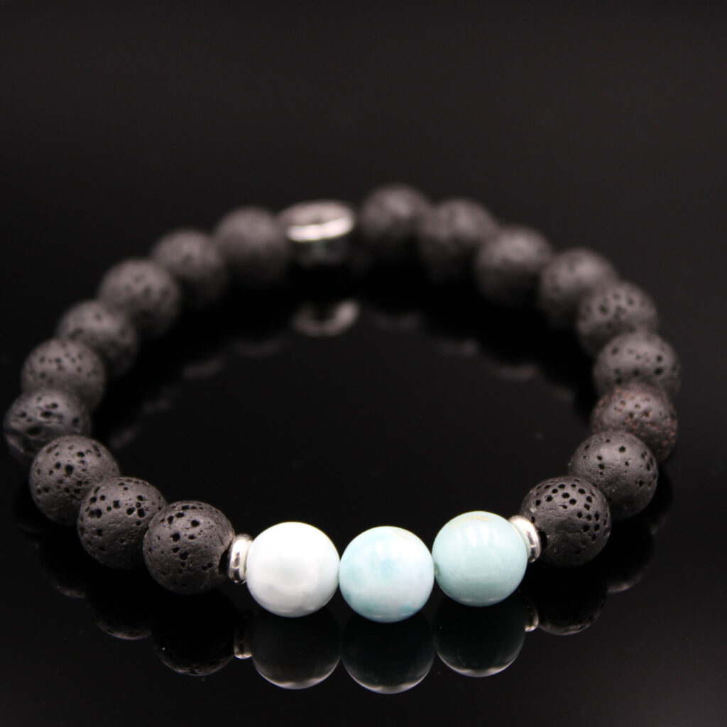 Armband Larimar Lavaperlen