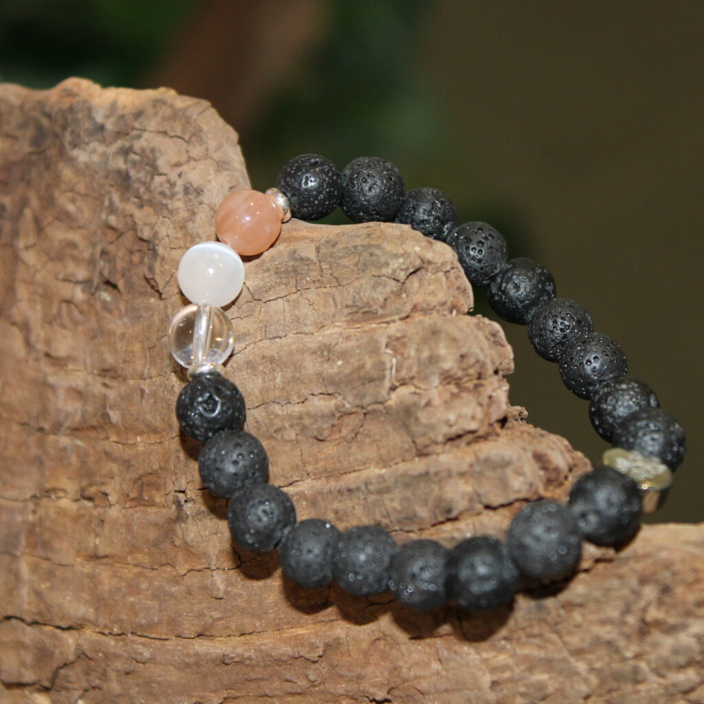Armband Oranger Mondstein Bergkristall Selenit Nature