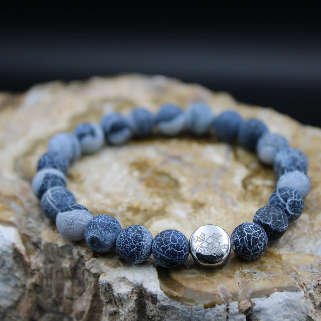 Armband Onyx matt gefurcht