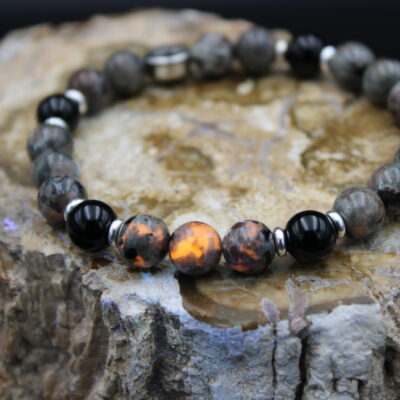 Armband Yooperlite Onyx 925er Silber natural glow