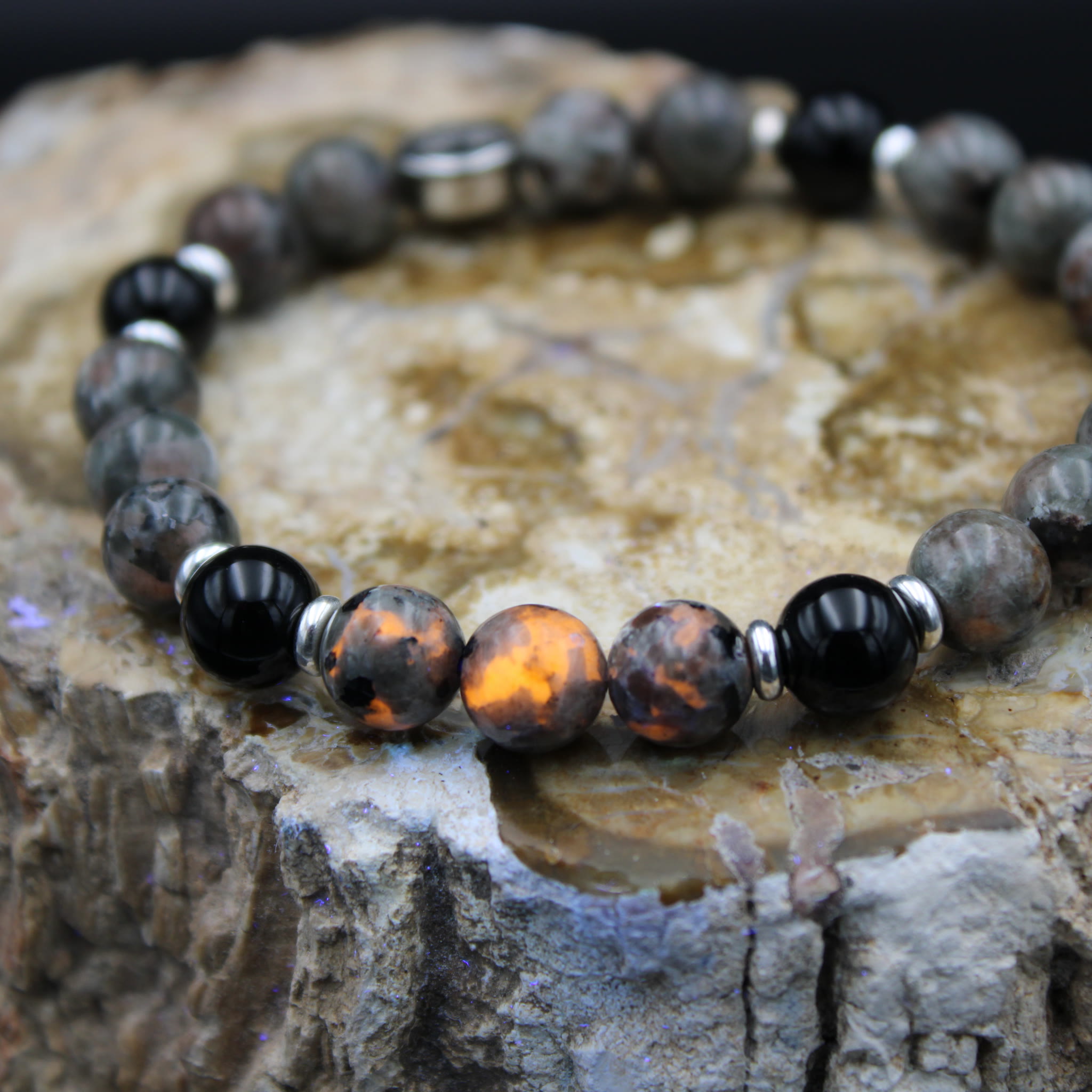 Armband Yooperlite Onyx 925er Silber natural glow