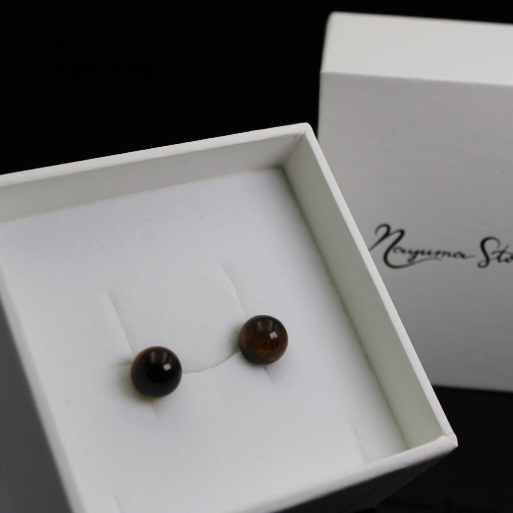Ohrstecker Tigerauge 8 mm Perle