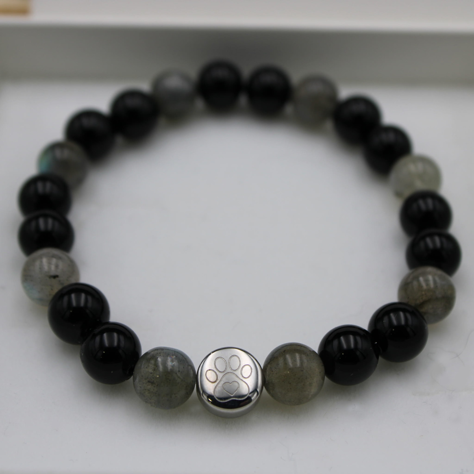 Armband Labradorit Schwarzer Onyx 8 mm Perlen