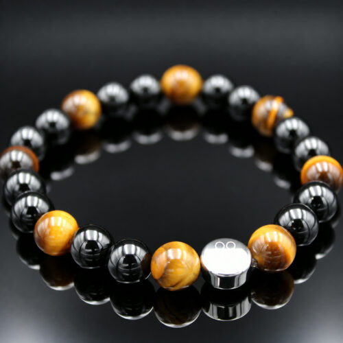 Armband Tigerauge Schwarzer Onyx 8 mm Perlen