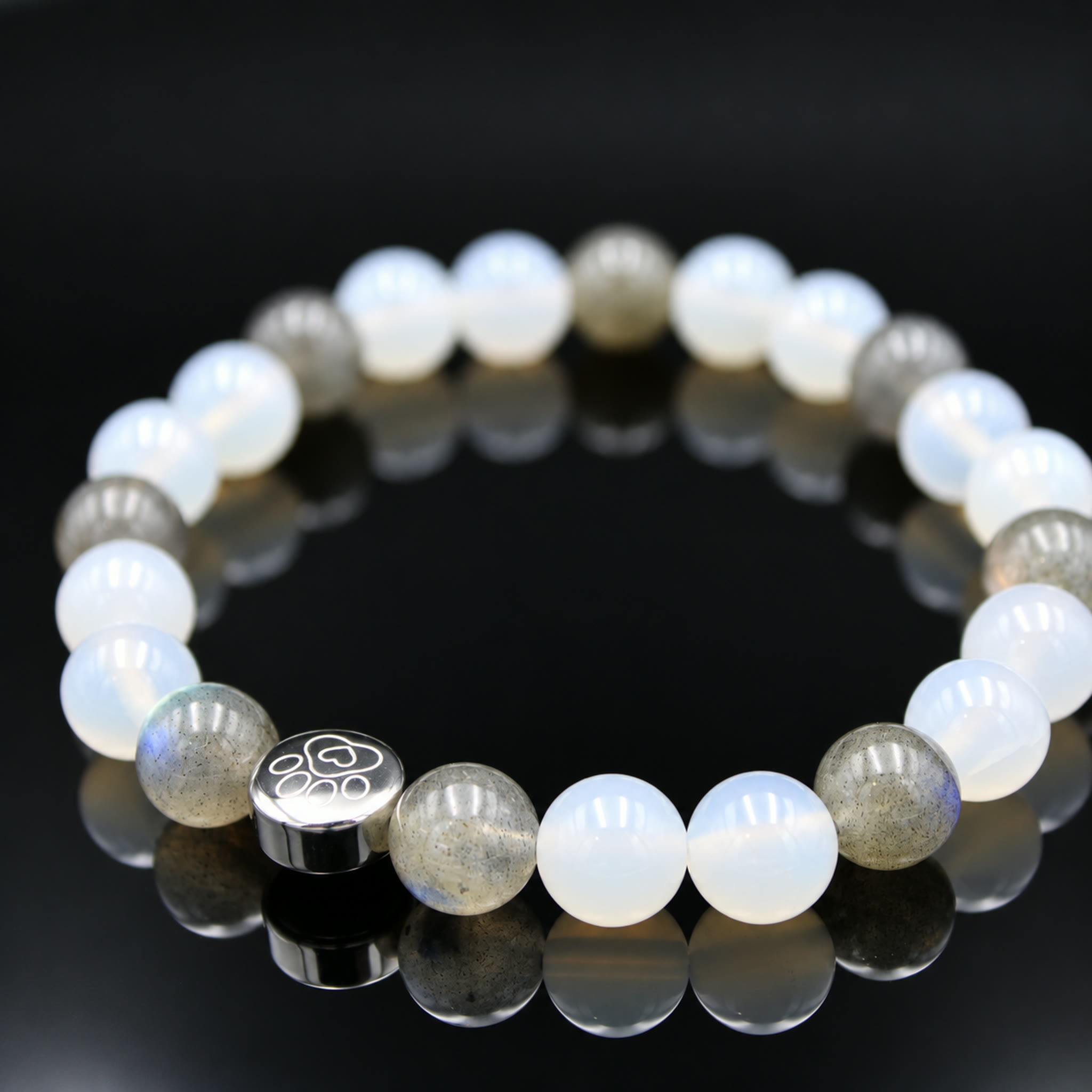 Armband Labradorit Weißer Achat 8 mm Perlen