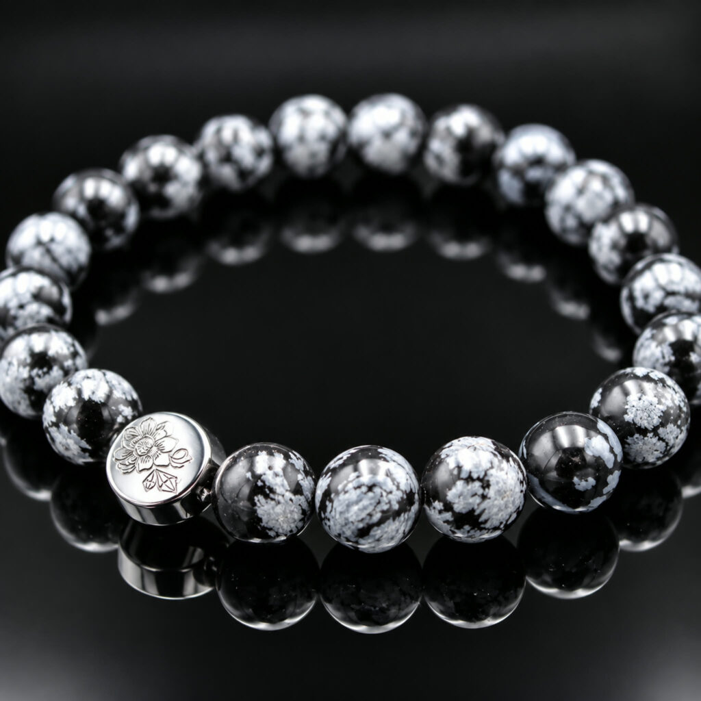 Armband Schneeflockenobsidian 8 mm Perlen