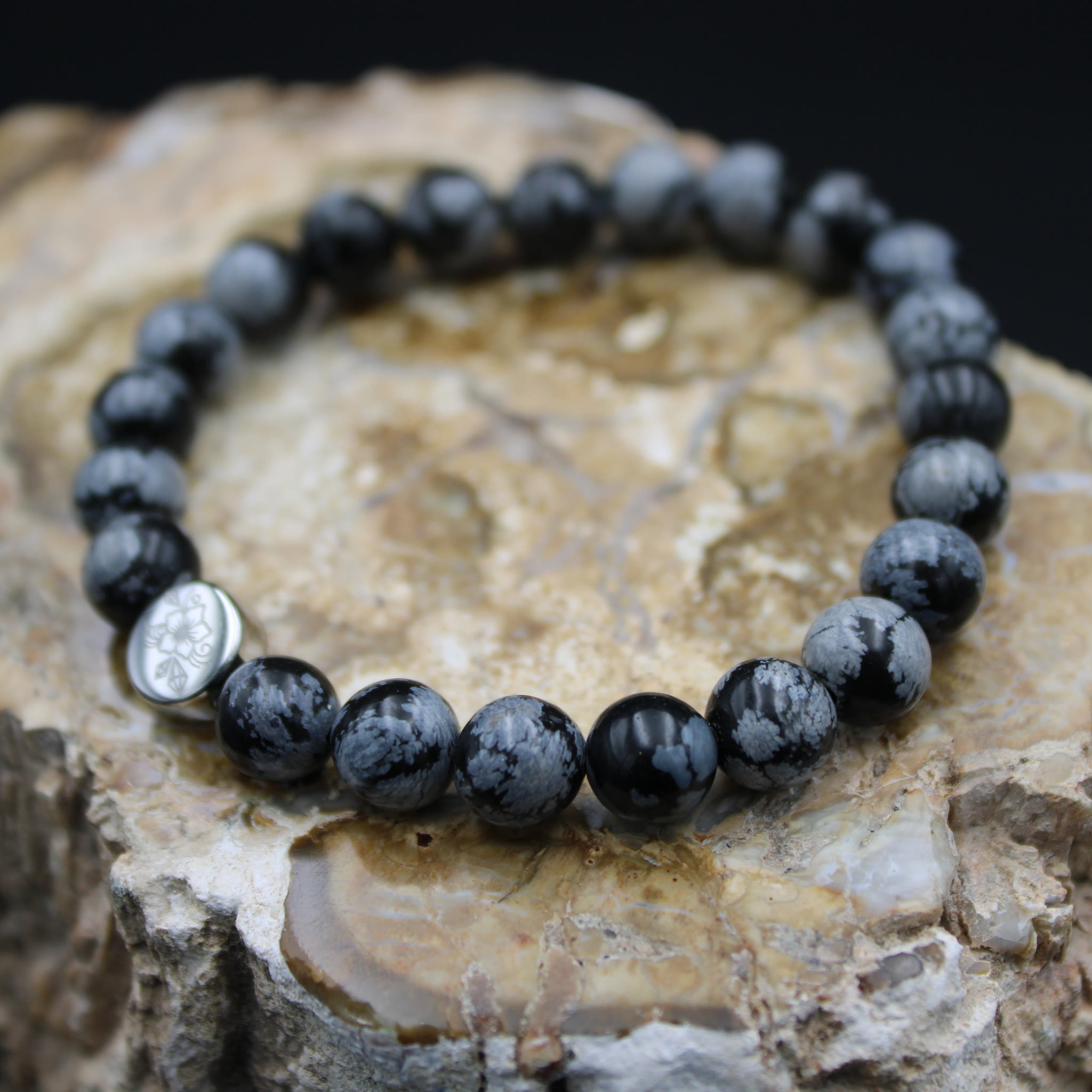 Armband Schneeflockenobsidian 8 mm Perlen